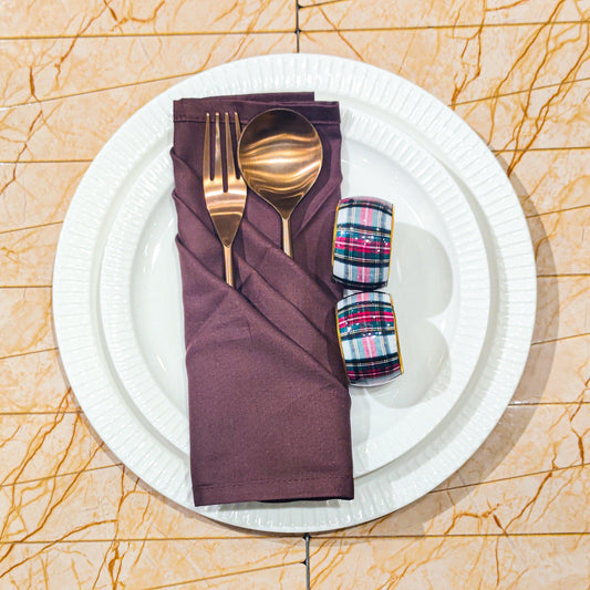 Enera Checks Style Multi Color Round Napkin Ring (Pack of 6pcs) - enera