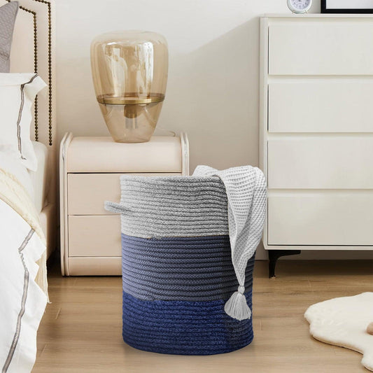 Saprose Eco Weave Drawstring Blue Color Basket With Cover - enera