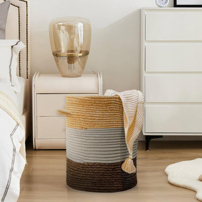 Saprose Eco Weave Drawstring Golden Brown Color Basket With Cover