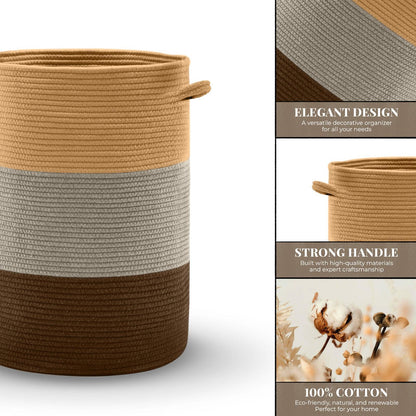 Saprose Eco Weave Drawstring Golden Brown Color Basket With Cover