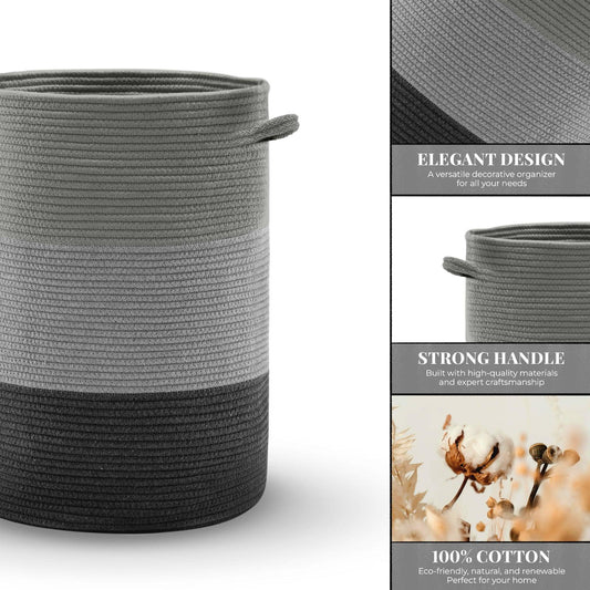 Saprose Eco Weave Drawstring Grey Color Basket With Cover - enera