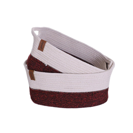 Saprose Craft Red & Melange Color Rectangle Braid Basket - enera