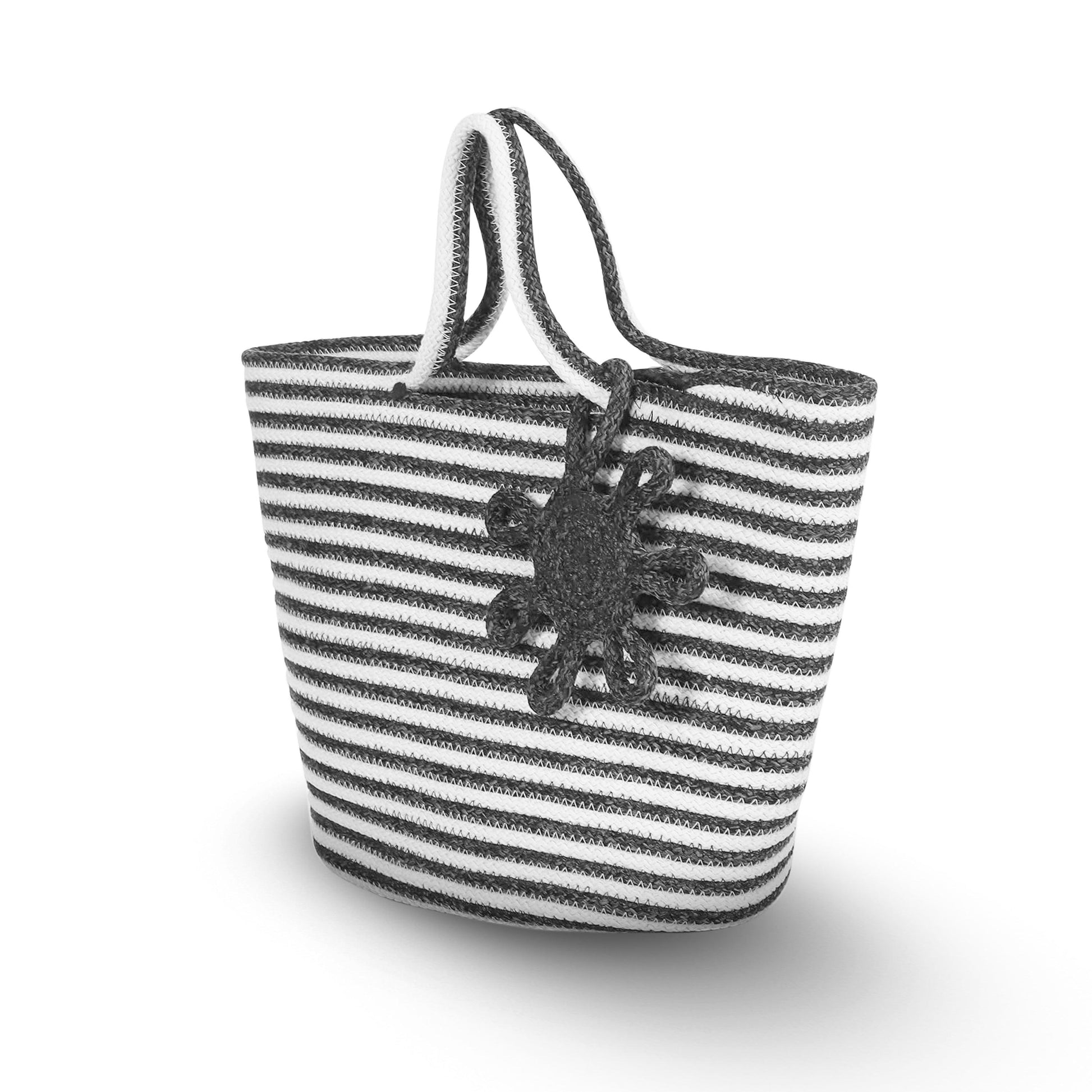 Saprose Craft Twin Silver Black Color Braid Large Basket - enera