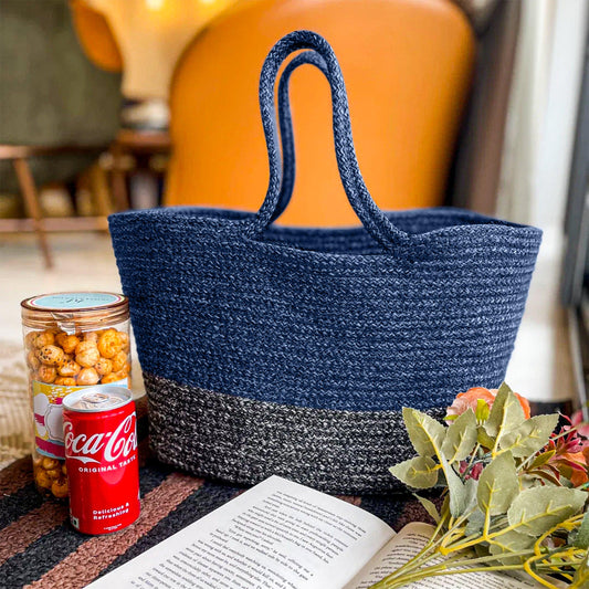 Saprose Ink Blue Color Rectangle Tiffin Basket - enera