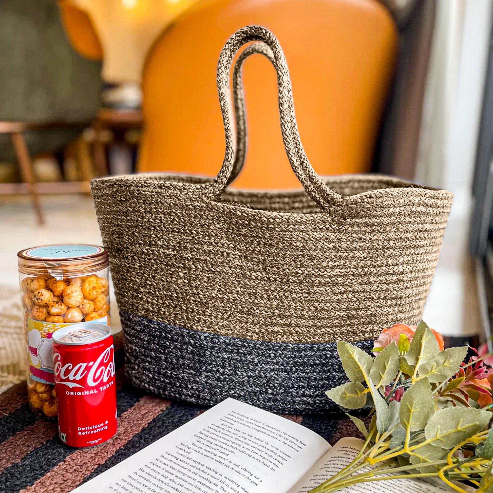 Saprose Khakhi Silver Color Rectangle Tiffin Basket - enera