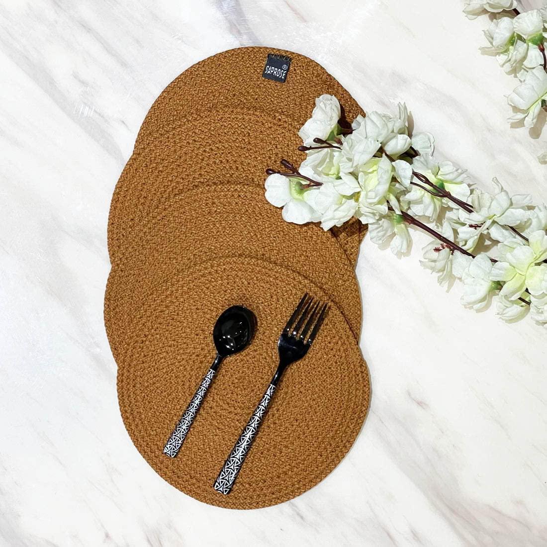 Saprose Crafted Round Dining & Side Table Mat – 20cm, Pack of 4 - enera