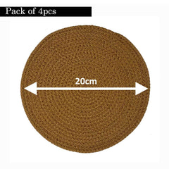 Saprose Crafted Round Dining & Side Table Mat – 20cm, Pack of 4 - enera
