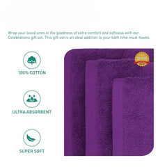 Enera Carnival Collection Royal Purple Color 4 Pcs Bath Towel - enera