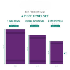Enera Carnival Collection Royal Purple Color 4 Pcs Bath Towel - enera