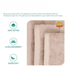 my Trident Bath Towel 4 Pcs Set 100% Cotton, Soft & Ultra Absorbent - enera