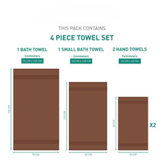 Enera Carnival Collection Cafe Noir Color 4 Pcs Bath Towel - enera