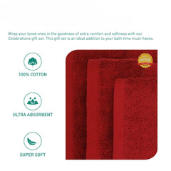 my Trident Bath Towel 4 Pcs Set 100% Cotton, Soft & Ultra Absorbent - enera