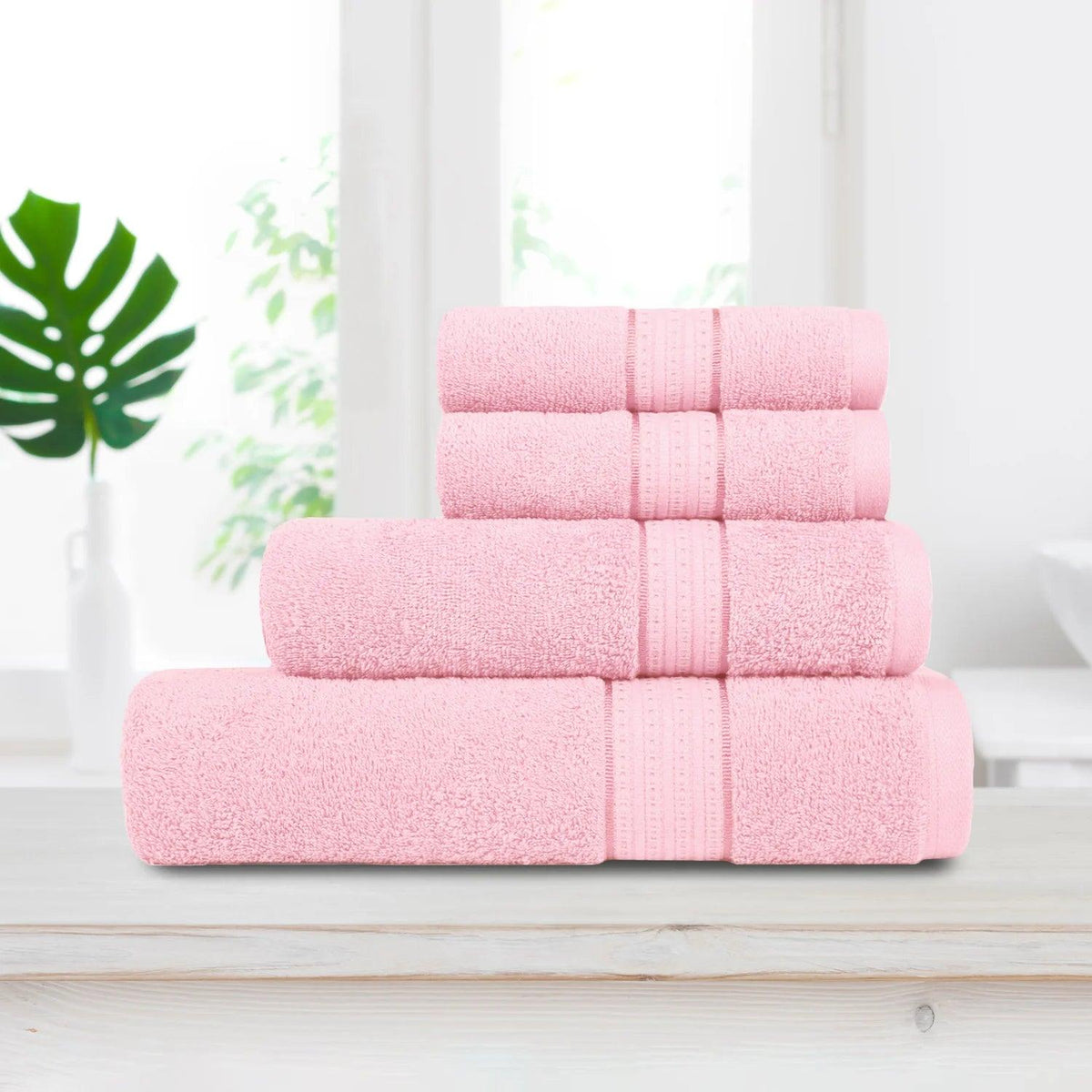 Enera Carnival Collection Powder Pink Color 4 Pcs Bath Towel - enera