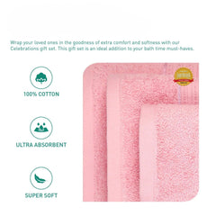 Enera Carnival Collection Powder Pink Color 4 Pcs Bath Towel - enera