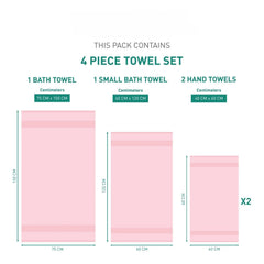 Enera Carnival Collection Powder Pink Color 4 Pcs Bath Towel - enera