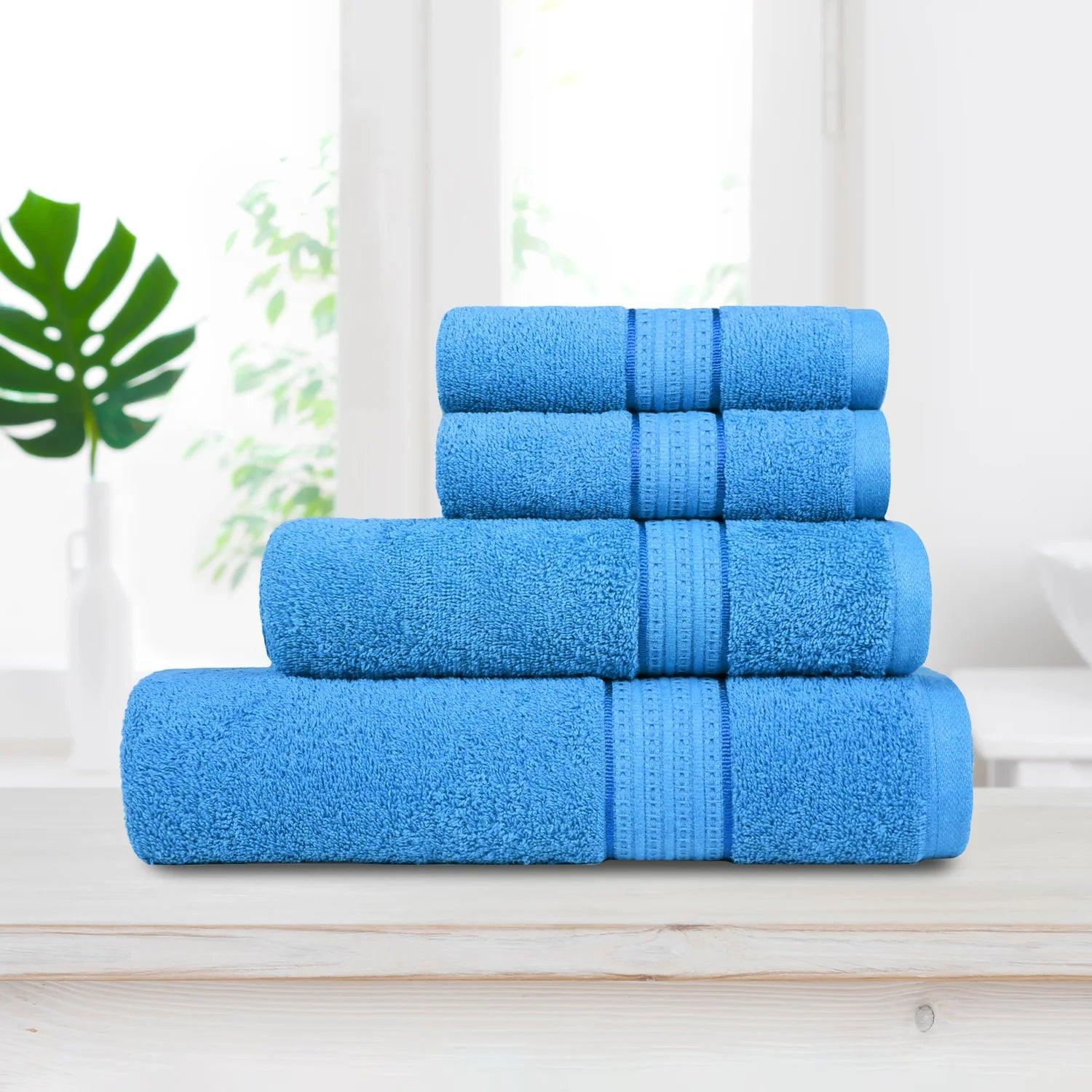 Enera Carnival Collection Perfect Blue Color 4 Pcs Bath Towel - enera