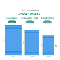 Enera Carnival Collection Perfect Blue Color 4 Pcs Bath Towel - enera