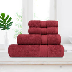 Enera Carnival Collection Red Wine Color 4 Pcs Bath Towel - enera
