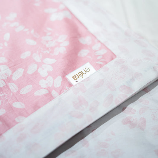 Enera Prism Collection Leaf Pink Color Printed Double Bed Dohar - enera