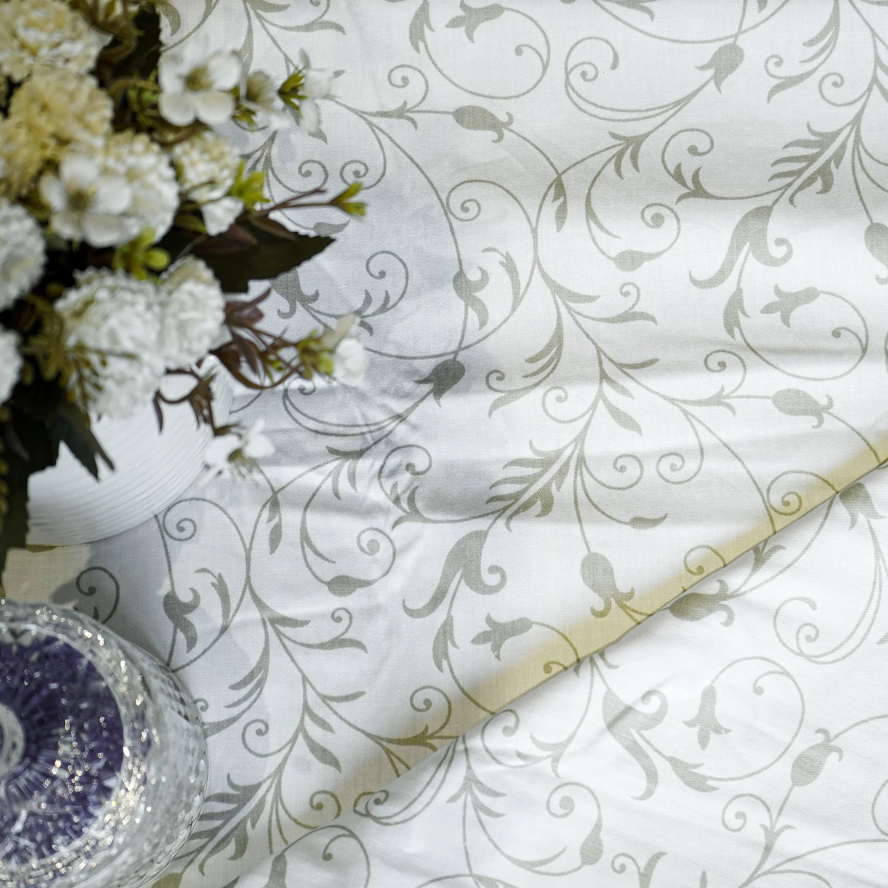 Enera Prism Collection Botanic Green Color Printed Double Bed Dohar - enera