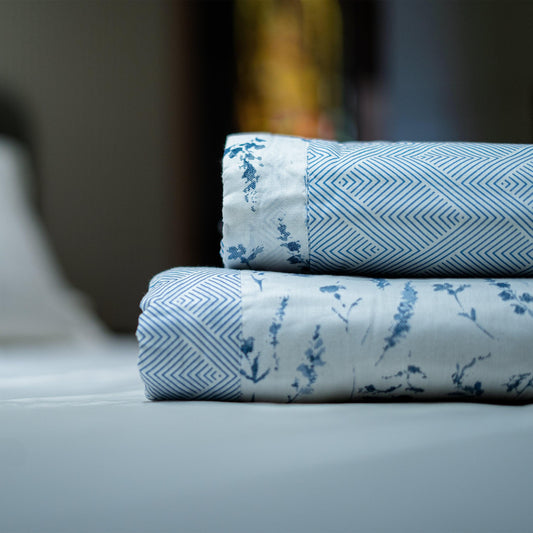 Enera Prism Collection Geo Blue Color Printed Single Bed Dohar