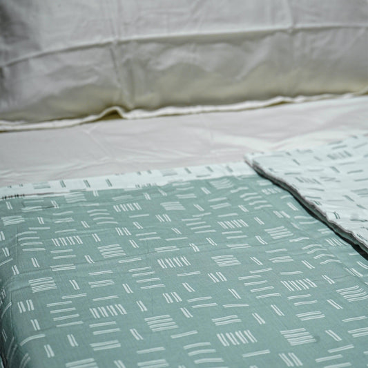 Enera Prism Collection Linear Tea Green Color Printed Single Bed Dohar