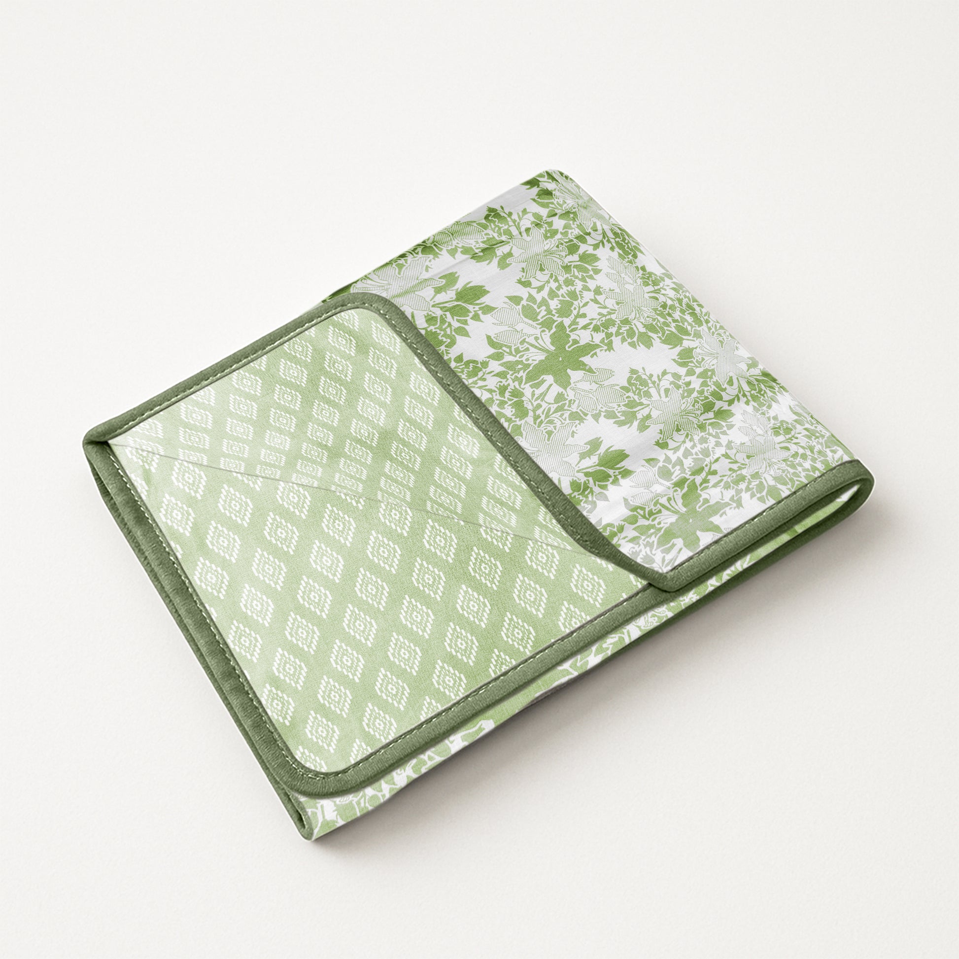 Enera Crimson Collection Botanic Green Color Printed Single Bed Dohar - enera