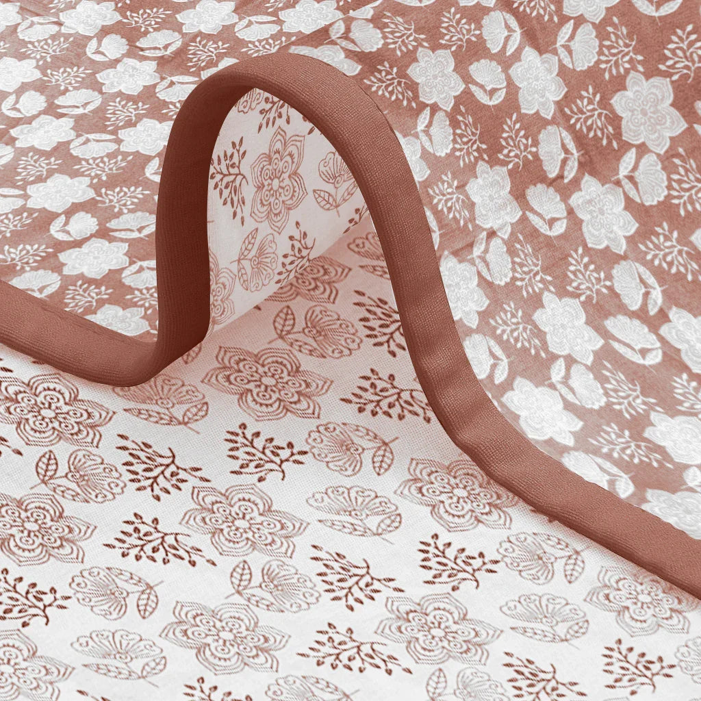 Enera Crimson Collection Dark Peach Color Printed Single Bed Dohar - enera