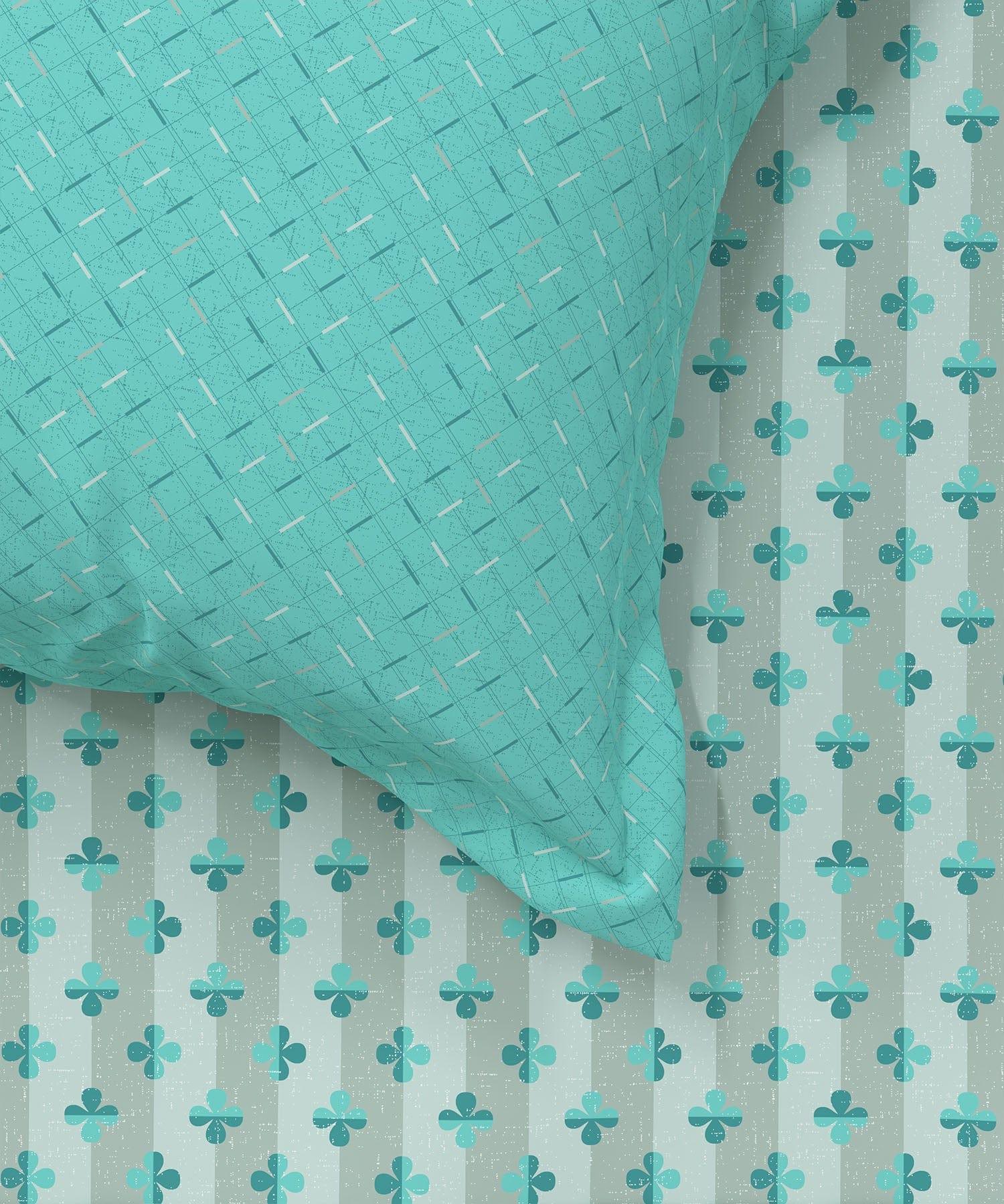 Enera Everyday Collection Turquoise Color King Size Bedsheet Set - enera