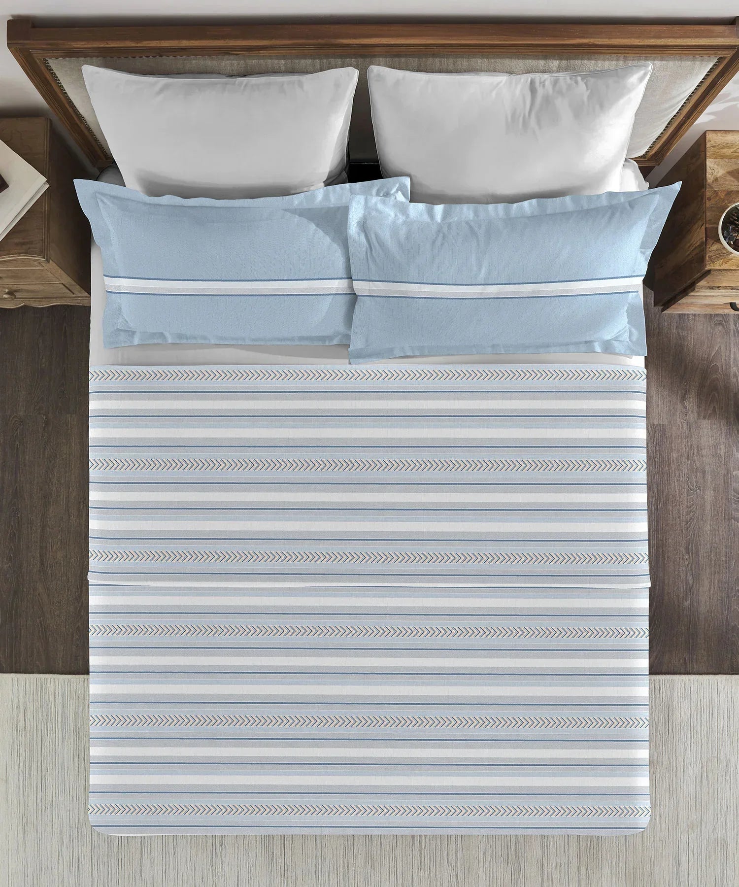 Enera Classic Collection Jane Stone Blue Color King Size Bedsheet Set - enera