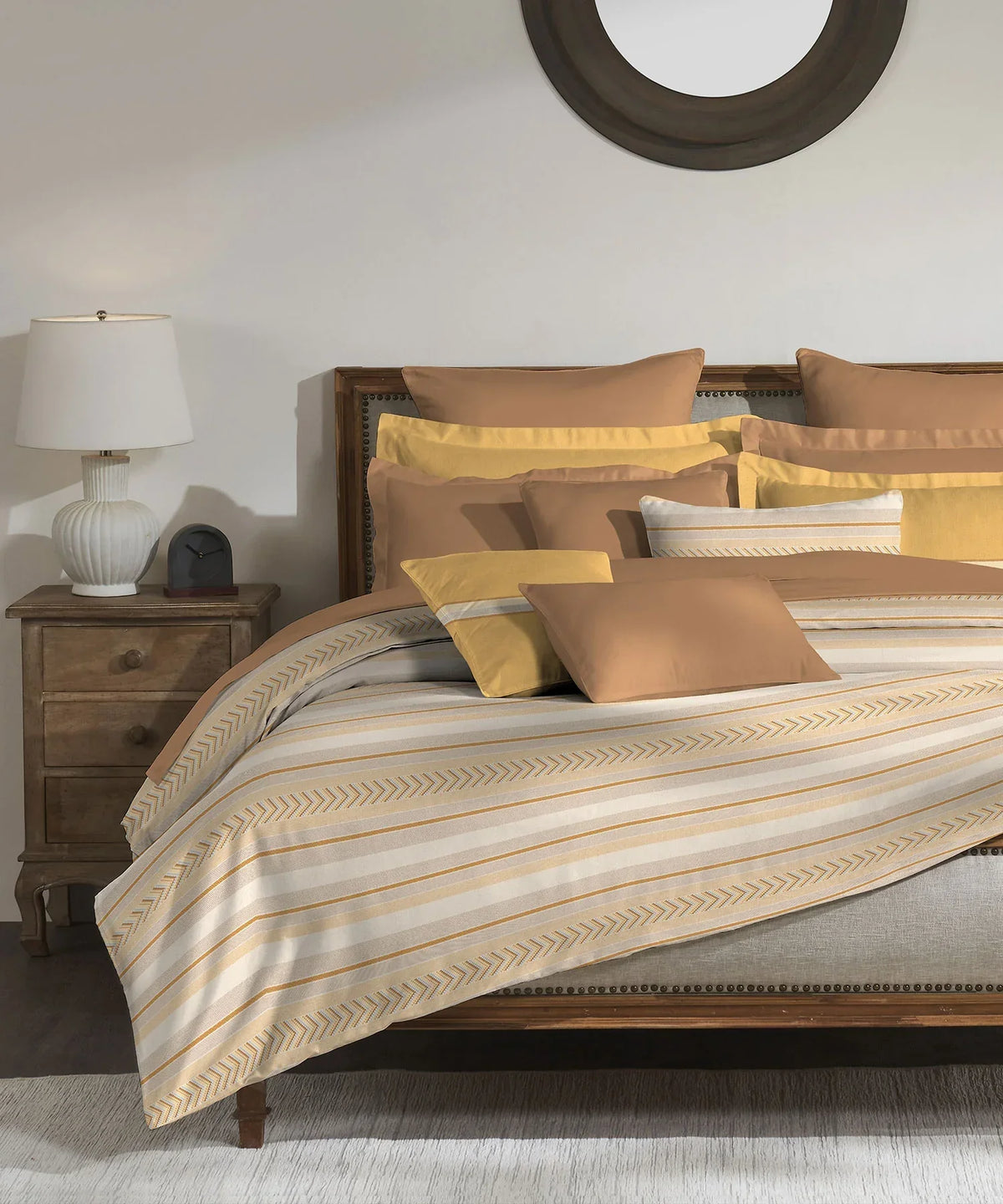 Enera Classic Collection Jane Ochre Color King Size Bedsheet Set - enera