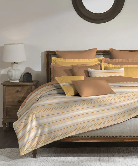 Enera Classic Collection Jane Ochre Color King Size Bedsheet Set - enera
