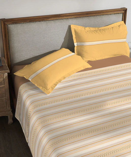 Enera Classic Collection Jane Ochre Color King Size Bedsheet Set - enera