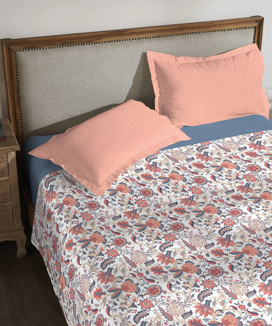 Enera Classic Collection Fiona Peach Color King Size Bedsheet Set - enera