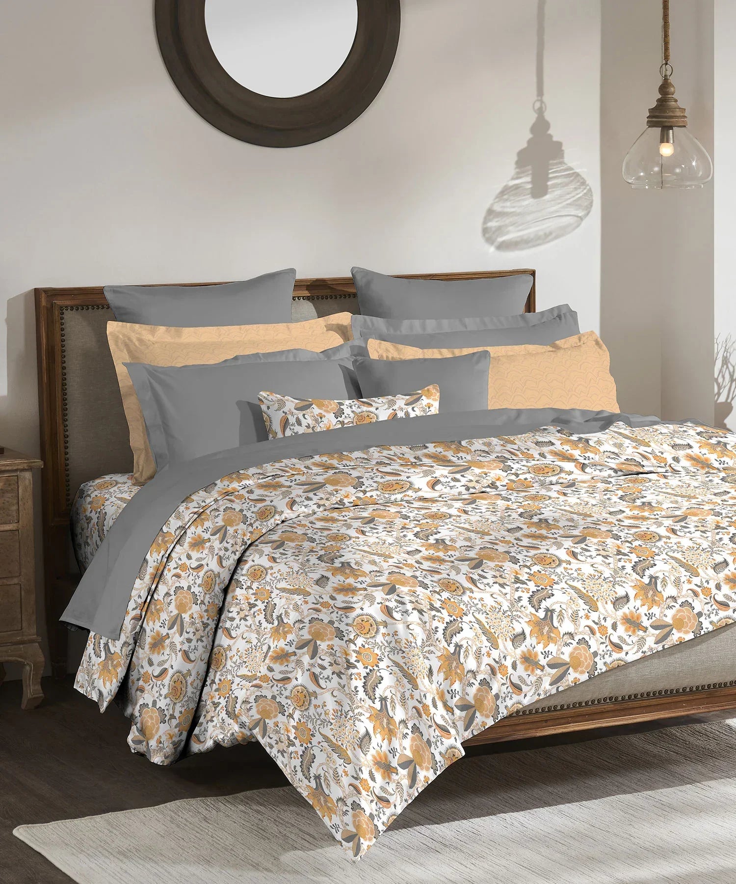 Enera Classic Collection Fiona Orange Color King Size Bedsheet Set - enera