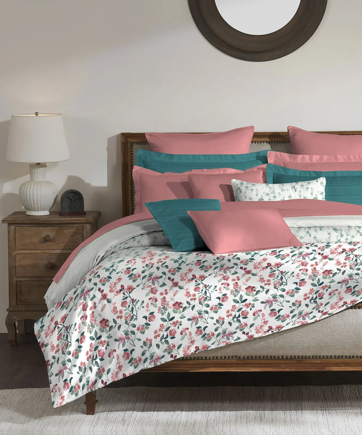 Enera Classic Collection Florence Teal Color King Size Bedsheet Set - enera