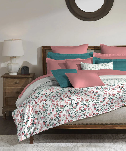 Enera Classic Collection Florence Teal Color King Size Bedsheet Set - enera