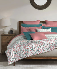 Enera Classic Collection Florence Teal Color King Size Bedsheet Set - enera