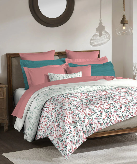Enera Classic Collection Florence Teal Color King Size Bedsheet Set - enera