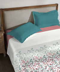 Enera Classic Collection Florence Teal Color King Size Bedsheet Set - enera