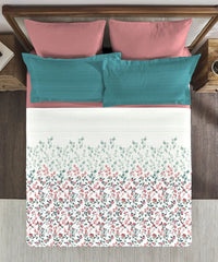 Enera Classic Collection Florence Teal Color King Size Bedsheet Set - enera