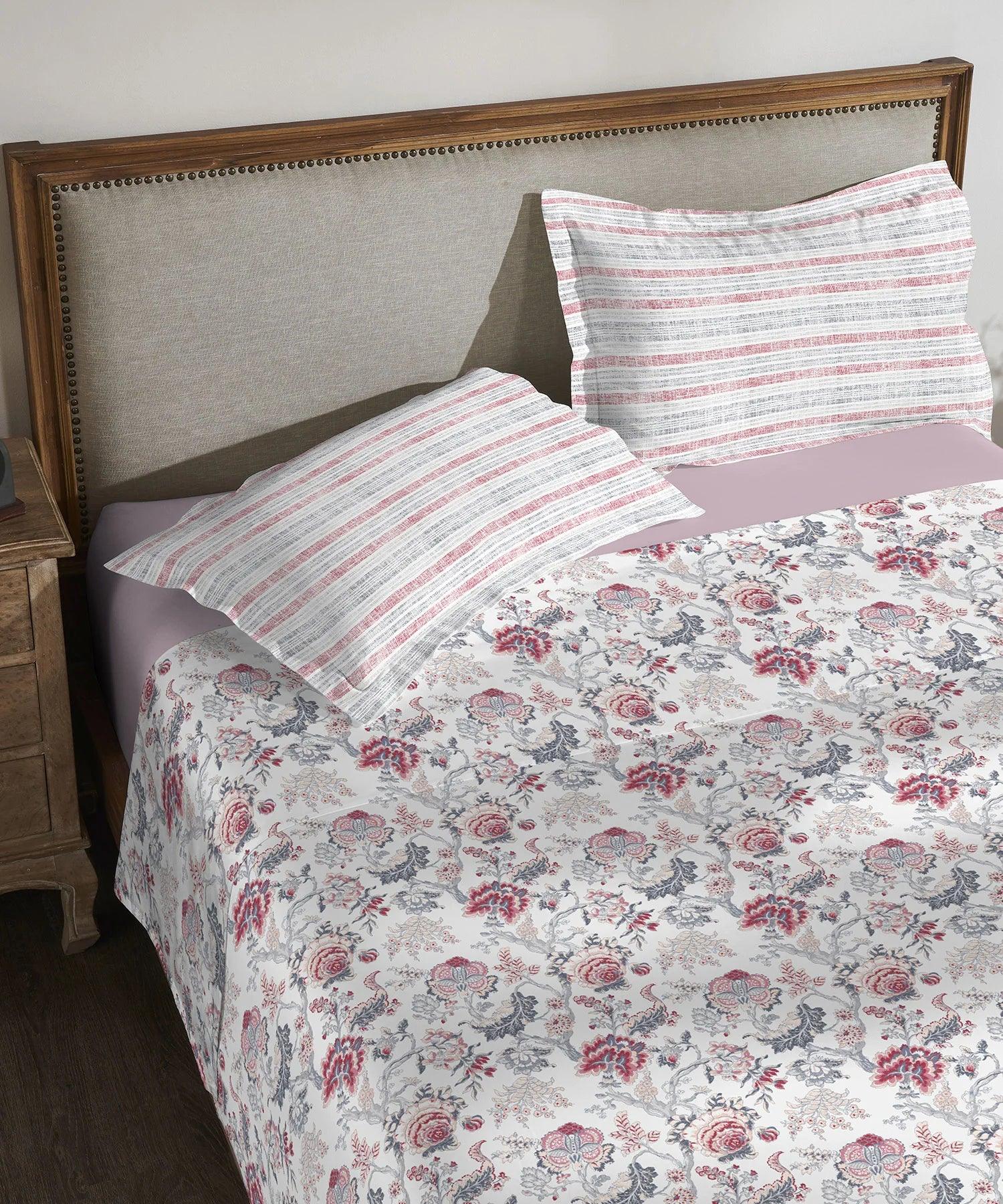 Enera Classic Collection Anther Pink Color King Size Bedsheet Set - enera