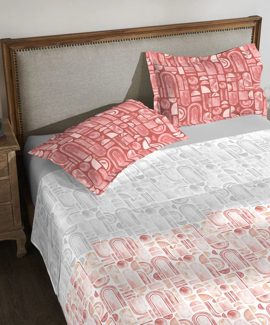 Enera Classic Collection Coraline Peach Color King Size Bedsheet Set - enera