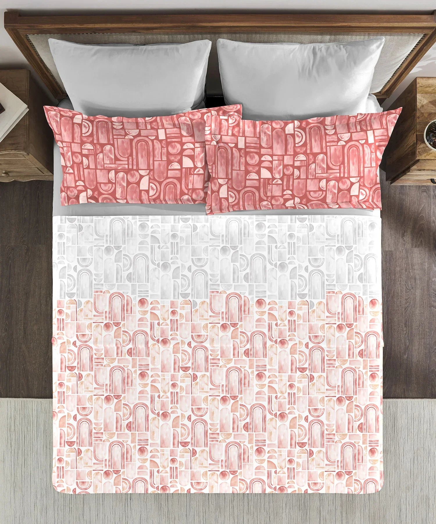 Enera Classic Collection Coraline Peach Color King Size Bedsheet Set - enera