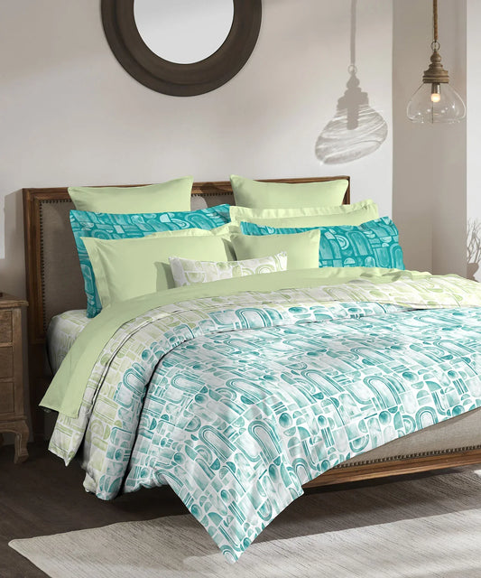 Enera Classic Collection Coraline Turquoise Color King Size Bedsheet Set - enera