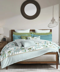 Enera Classic Road To Jaipur Collection Teal Color King Size Bedsheet Set - enera