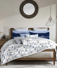 Enera Classic Collection Blue Pottery Color King Size Bedsheet Set - enera