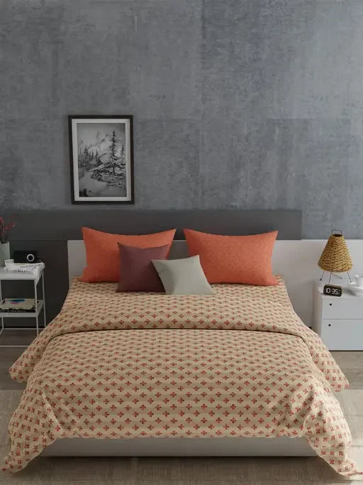 Enera Everyday Collection Orange Color King Size Bedsheet Set - enera