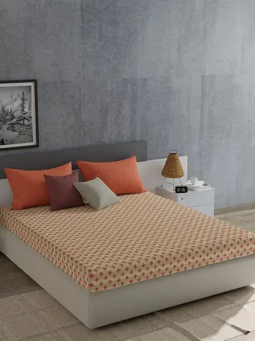 Enera Everyday Collection Orange Color King Size Bedsheet Set - enera