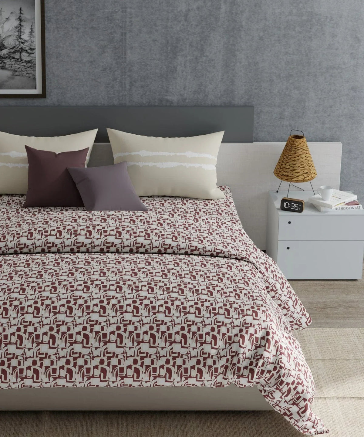 Enera Everyday Collection Red Color King Size Bedsheet Set - enera